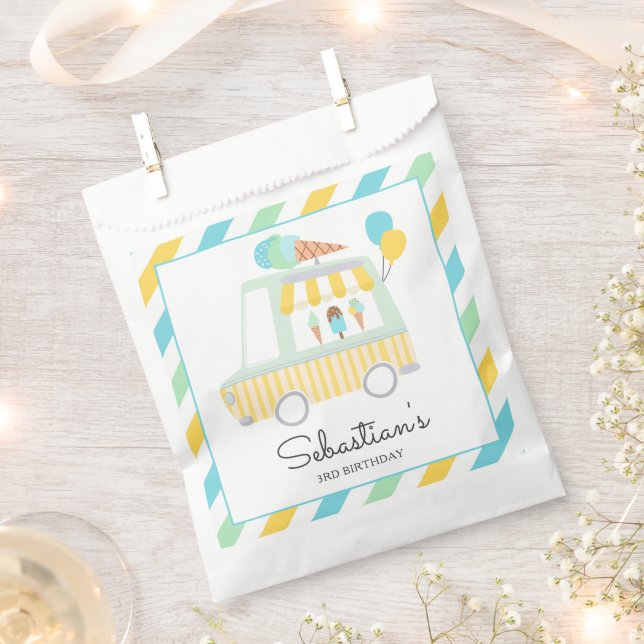 Boy Ice Cream Truck Birthday Party Decorations Favour Bags (Clipped)