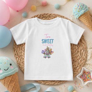 Boy Ice Cream Truck Two Sweet 2nd Birthday Party Baby T-Shirt