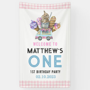  Boy Ice Cream Truck Two Sweet 2nd Birthday Party Banner