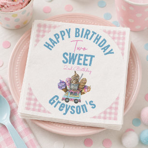 Boy Ice Cream Truck Two Sweet 2nd Birthday Party Napkin
