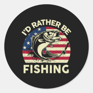 Boy Id Rather Be Fishing-shirt Men Youth Kid Funny Classic Round Sticker