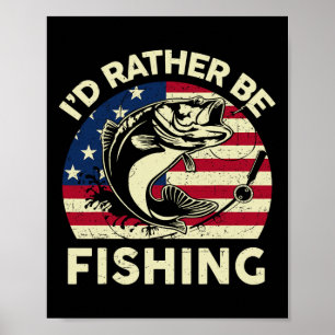 Boy Id Rather Be Fishing-shirt Men Youth Kid Funny Poster