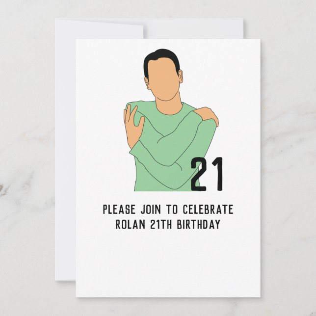 Boy Illustration 21st Birthday Invitation (Front)