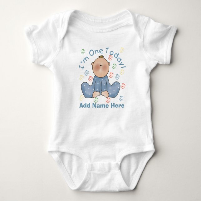 Boy I'm One Today 1st Birthday Tshirt (Front)