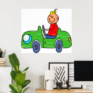 Boy In A Green Car Poster