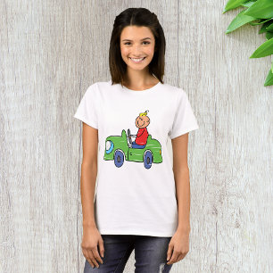 Boy In A Green Car Womens T-Shirt