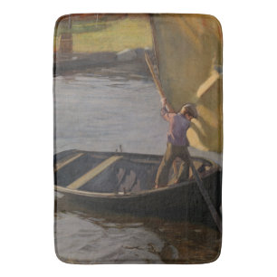 Boy in a Sailboat on the River (by Magnus Enckell) Bath Mat