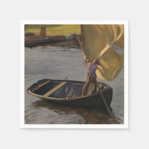 Boy in a Sailboat on the River (by Magnus Enckell) Napkin