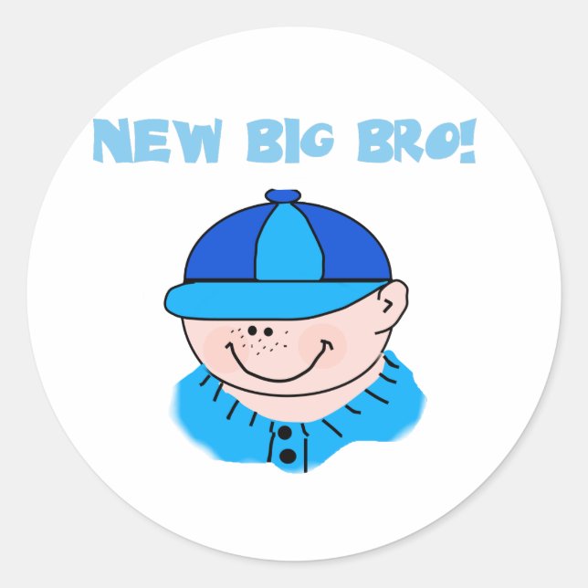 Boy in Baseball Cap New Big Bro Classic Round Sticker (Front)