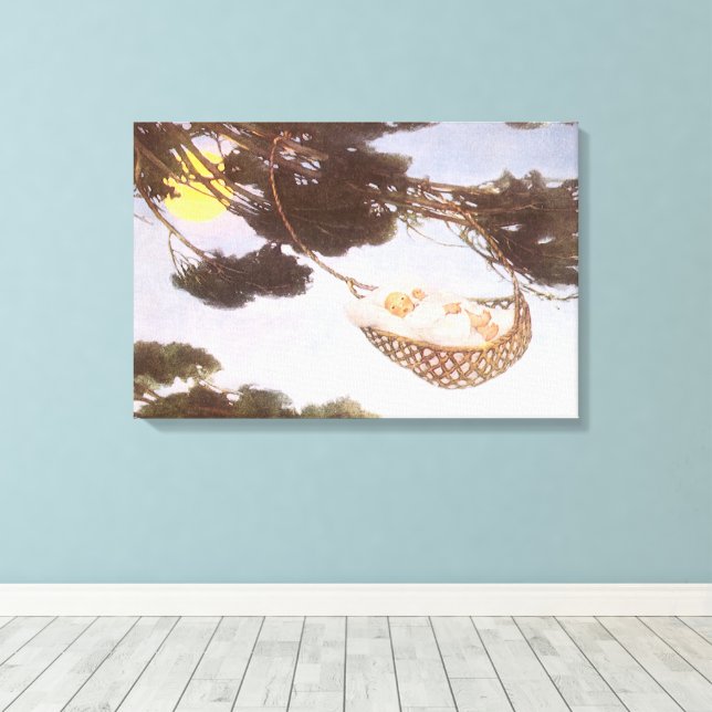 Boy in Hassoc Tree by Jessie Willcox Smith Canvas Print (Insitu(Wood Floor))