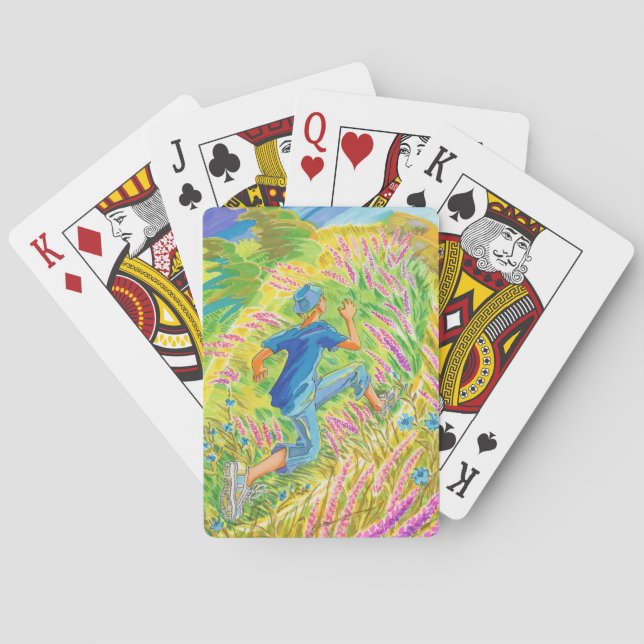 Boy in Lavender Field Playing Cards (Back)