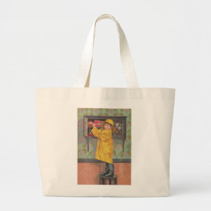 Boy in Raincoat Large Tote Bag