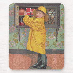 Boy in Raincoat Mouse Pad
