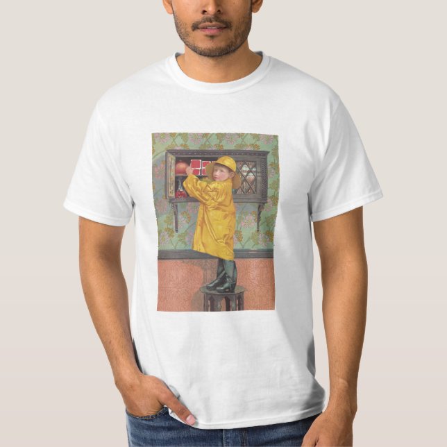 Boy in Raincoat T-Shirt (Front)
