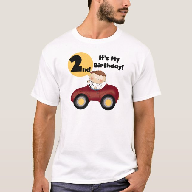 Boy in Red Car 2nd Birthday Tshirts and Gifts (Front)