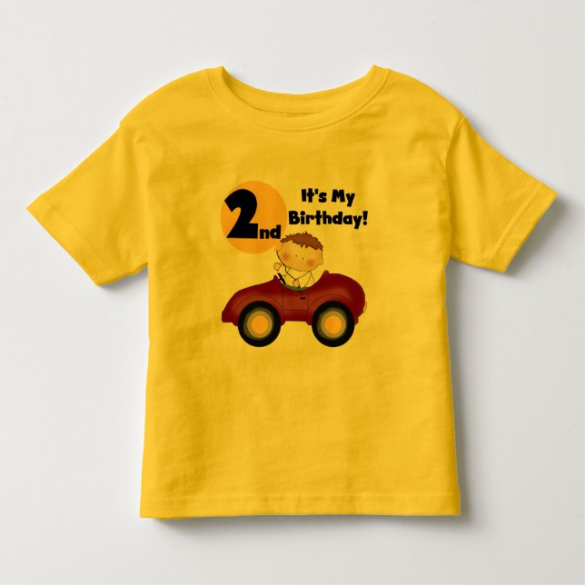 Boy in Red Car 2nd Birthday Tshirts and Gifts (Front)