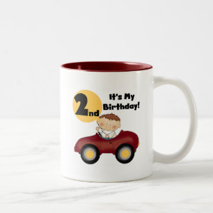 Boy in Red Car 2nd Birthday Tshirts and Gifts Two-Tone Coffee Mug