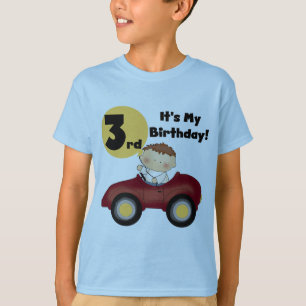 Boy in Red Car 3rd Birthday T-shirts and Gifts