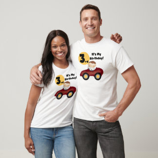 Boy in Red Car 3rd Birthday T-shirts and Gifts
