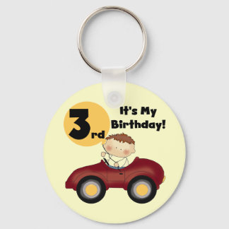 Boy in Red Car 3rd Birthday T-shirts and Gifts Key Ring
