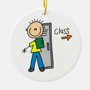 Boy in School Ceramic Tree Decoration