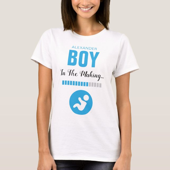 Boy in the Making And Progress Bar Sky Blue Funny T-Shirt (Front)