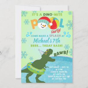 Boy indoor winter pool party birthday invitation. invitation