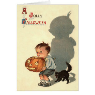 Boy Jack O Lantern Shadow Black Cat