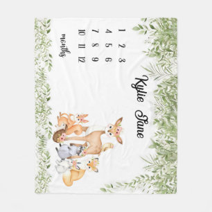 Boy Jungle Animals Customised Monthly Baby Milesto Fleece Blanket
