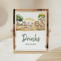 Boy Jungle Safari Animals Baby Shower Drinks 