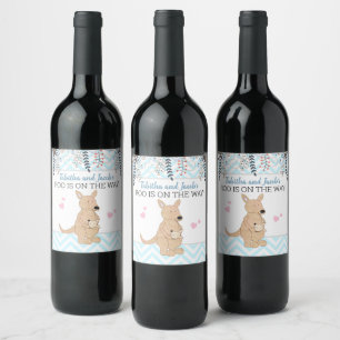Boy Kangaroo Wine Label Boho Baby Shower