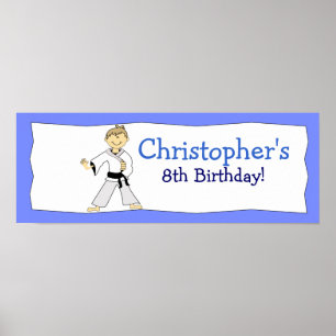 BOY KARATE KUNG FU Personalised Birthday Banner Poster