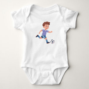 Boy Kicking Soccer Ball – Active Kids Soccer Baby Bodysuit