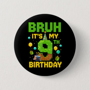 Boy Kid Birthday Funny It's My 9th Birthday Gamer 6 Cm Round Badge