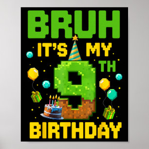 Boy Kid Birthday Funny It's My 9th Birthday Gamer  Poster
