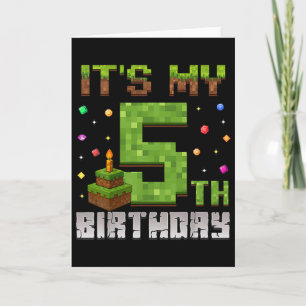 Boy Kid Birthday Party It's My 5th Birthday Gamer  Card