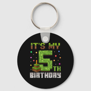 Boy Kid Birthday Party It's My 5th Birthday Gamer  Key Ring