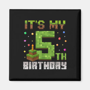 Boy Kid Birthday Party It's My 5th Birthday Gamer  Magnet
