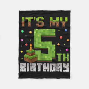 Boy Kid Birthday Party Its My 5th Birthday Gamer P Fleece Blanket