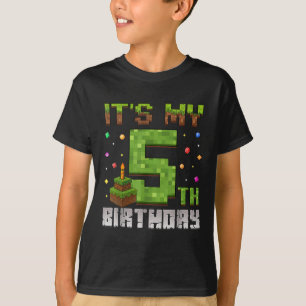 Boy Kid Birthday Party Its My 5th Birthday Gamer P T-Shirt
