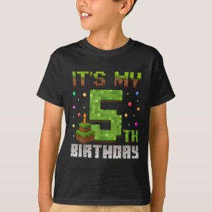 Boy Kid Birthday Party It's My 5th Birthday Gamer T-Shirt