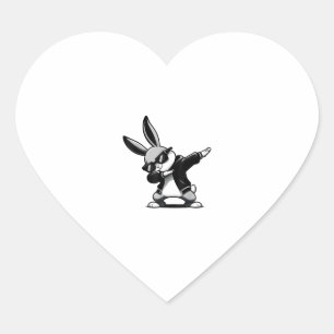 Boy Kid Easter Day Dabbing Bunny Rabbit Hip Hop Ea Heart Sticker