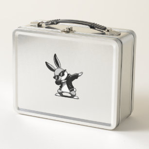 Boy Kid Easter Day Dabbing Bunny Rabbit Hip Hop Ea Metal Lunch Box