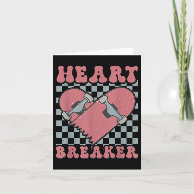Boy Kids Valentines Heartbreaker Skateboard Skatin Card (Front)