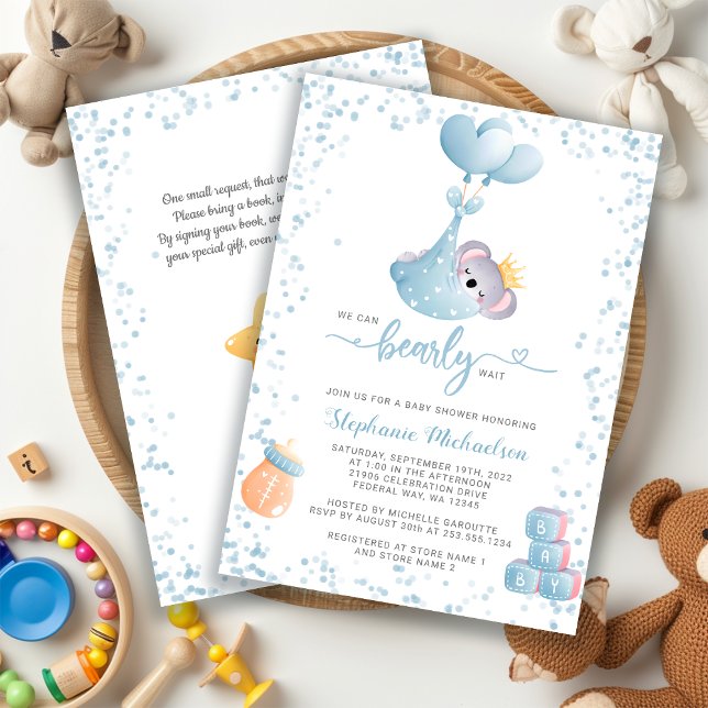 Boy Koala Bearly Wait Book Request Baby Shower Invitation (Boy Koala Bearly Wait Book Request Baby Shower Invitation)