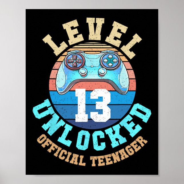 Boy Level 13 Unlocked Video Game 13th Birthday 1  Poster (Front)