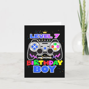Boy Level 7 Unlocked Video Game 7th Birthday Gamer Card