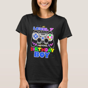 Boy Level 7 Unlocked Video Game 7th Birthday Gamer T-Shirt