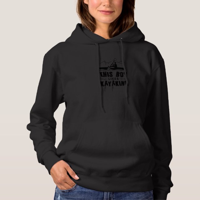 Boy Likes Kayaking Whitewater Wildlife Canoe   Hoodie (Front)