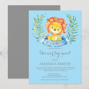 Boy Lion Baby Shower by Mail Invitation